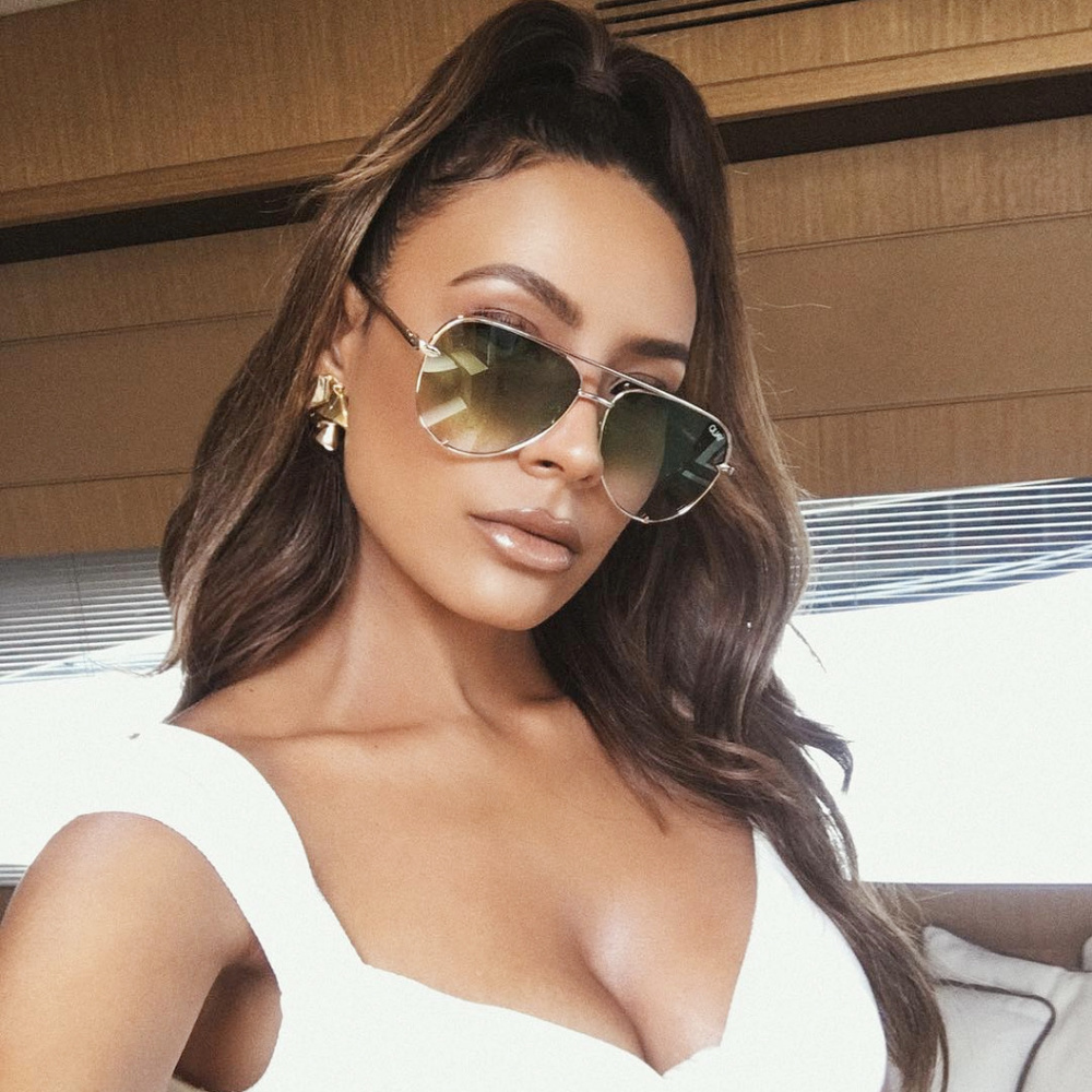 QUAY x DESI High Key Rose Gold Green Fade Aviators